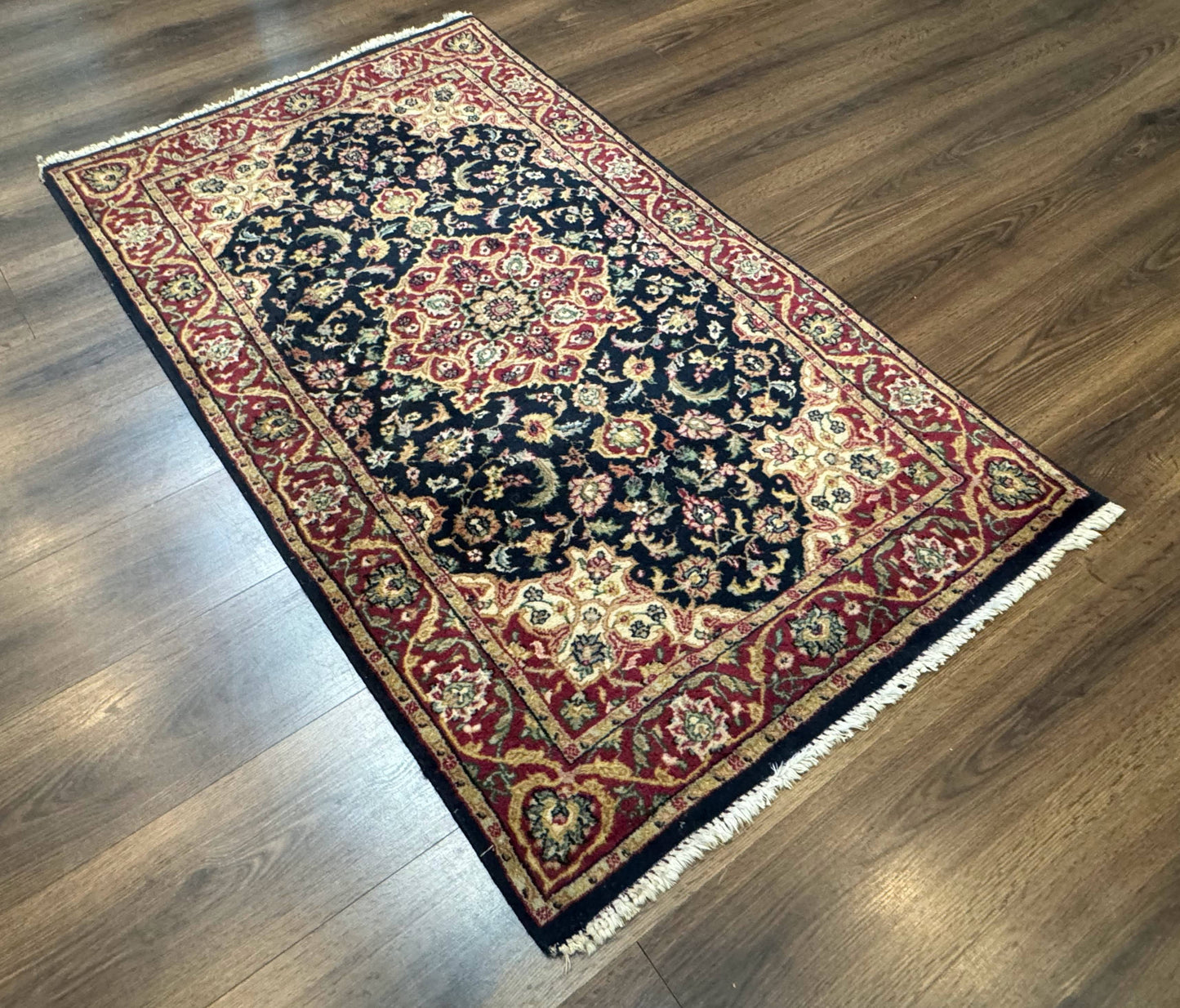 Pak Persian Sarouk Rug 3x5, Navy Blue and Red - Nuvé