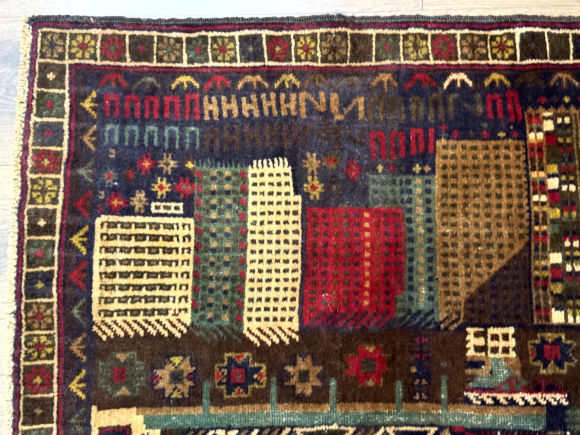 Balouch Rug 3x5, Afghan Carpet, City Pictorial - Nuvé