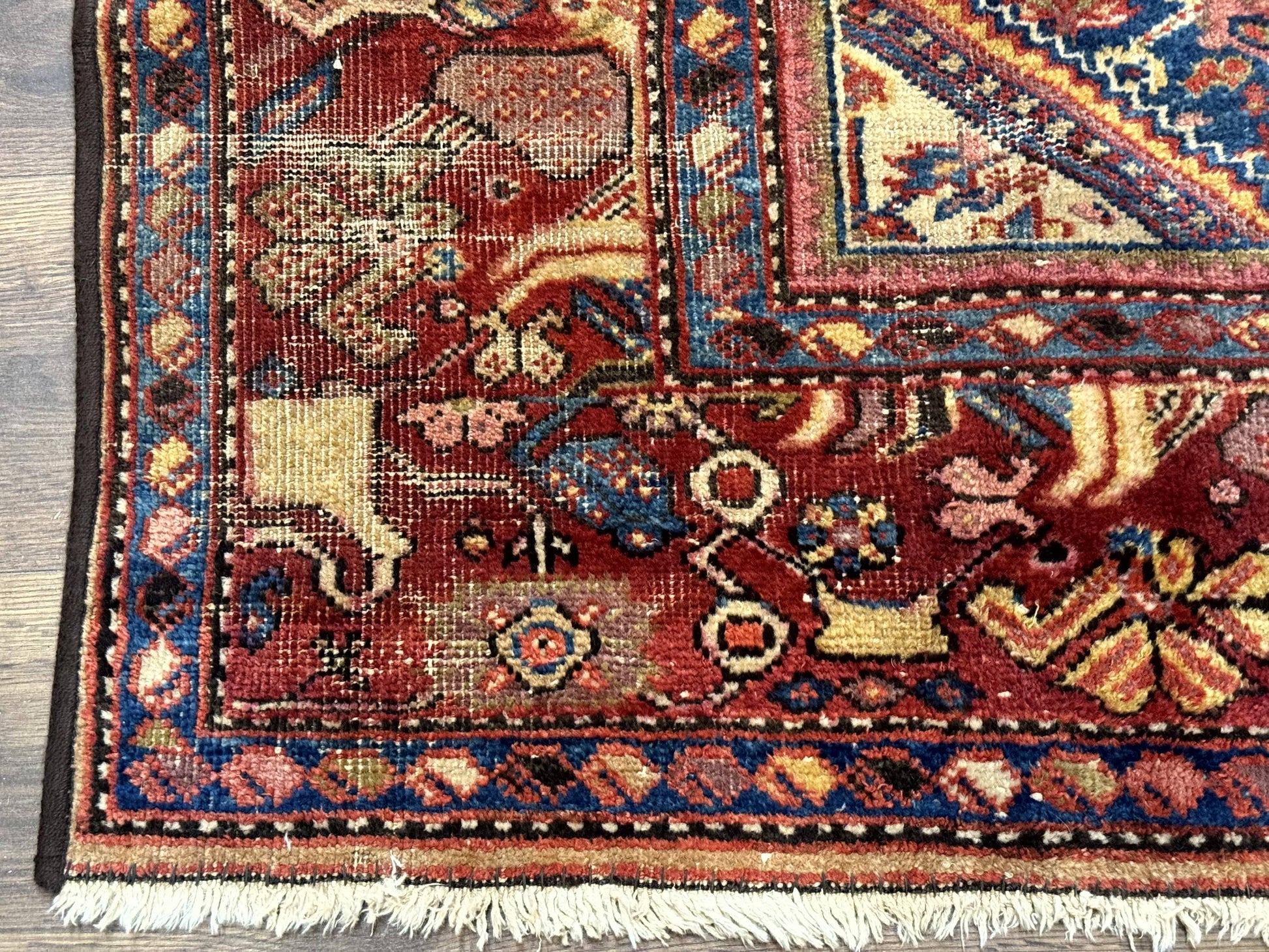 Antique Persian Rug 4x7, Blue and Red Malayer Carpet, Rare - Nuvé
