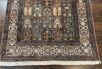 Indian Kashmiri Silk Rug 4x6, Panel Design, Multicolor, Fine - Nuvé