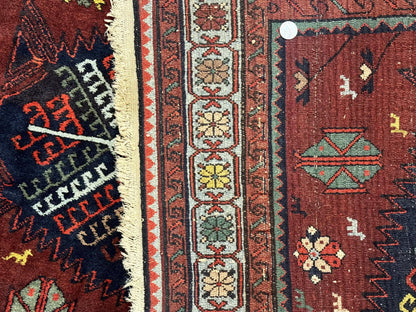 Antique Persian Tribal Rug 5 x 7.8, Triple Medallions, Red, Persian Afshar Rug - Nuvé