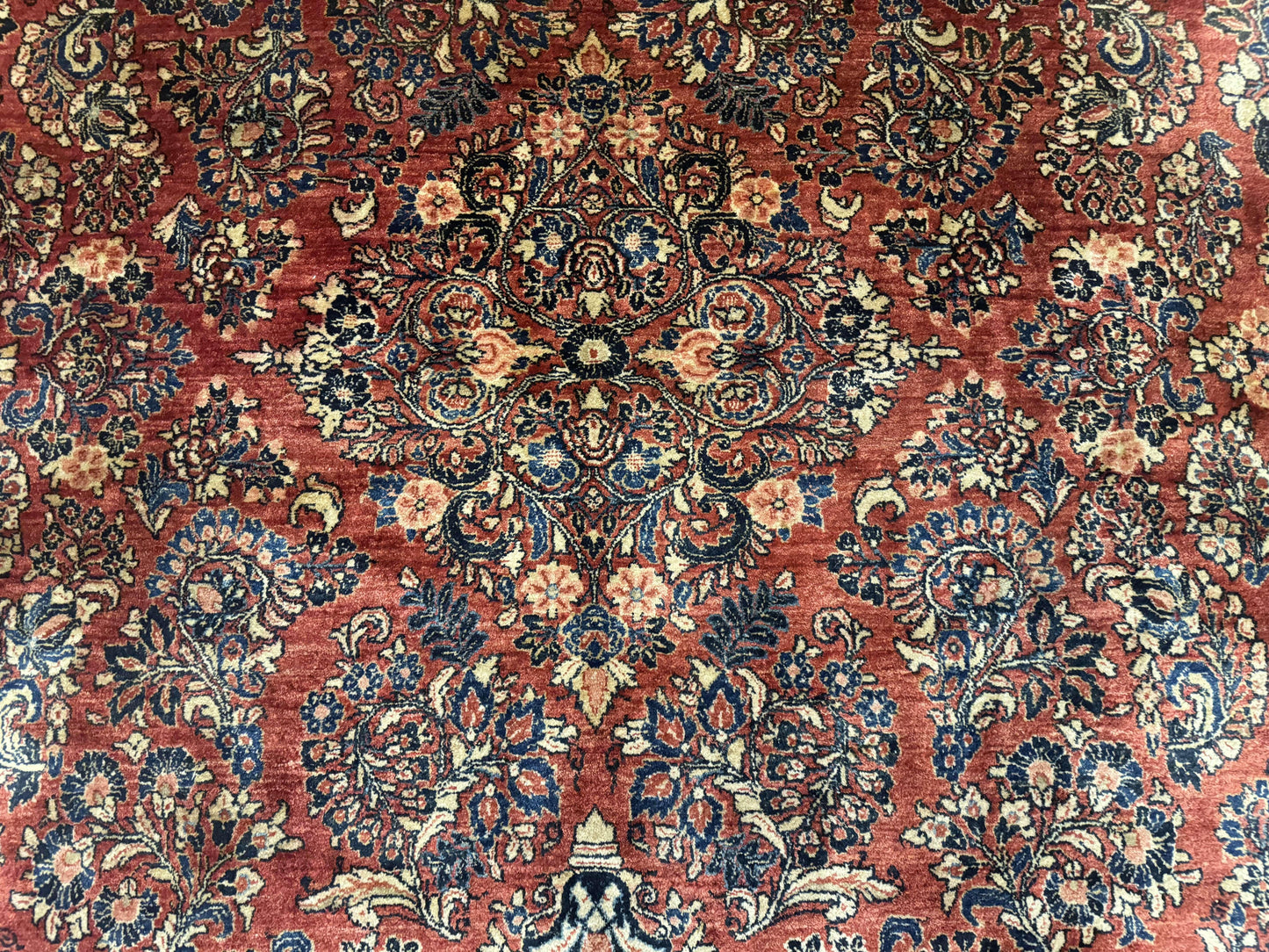 Large Persian Sarouk Rug 10x17, Palace Size Antique Persian Carpet, Red, Floral Allover, Traditional Persian Rug, Oversize Handmade Wool Rug - Nuvé
