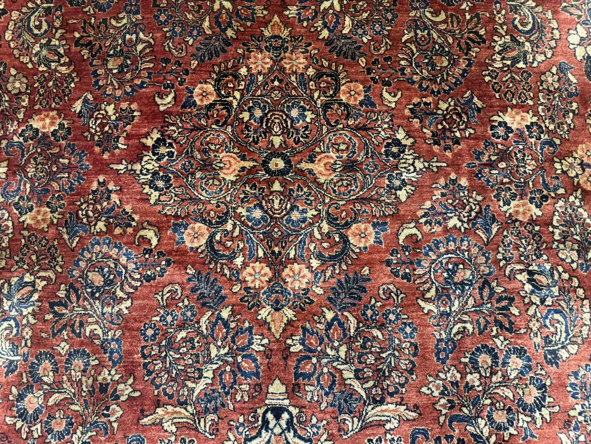 Large Persian Sarouk Rug 10x17, Palace Size Antique Persian Carpet, Red, Floral Allover, Traditional Persian Rug, Oversize Handmade Wool Rug - Nuvé