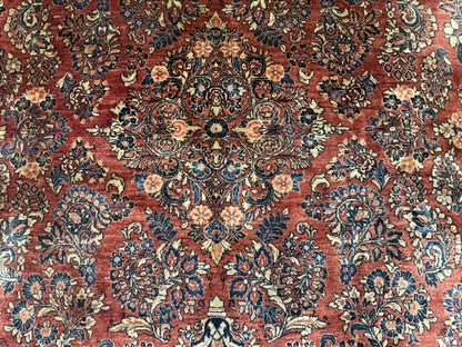 Large Persian Sarouk Rug 10x17, Palace Size Antique Persian Carpet, Red, Floral Allover, Traditional Persian Rug, Oversize Handmade Wool Rug - Nuvé