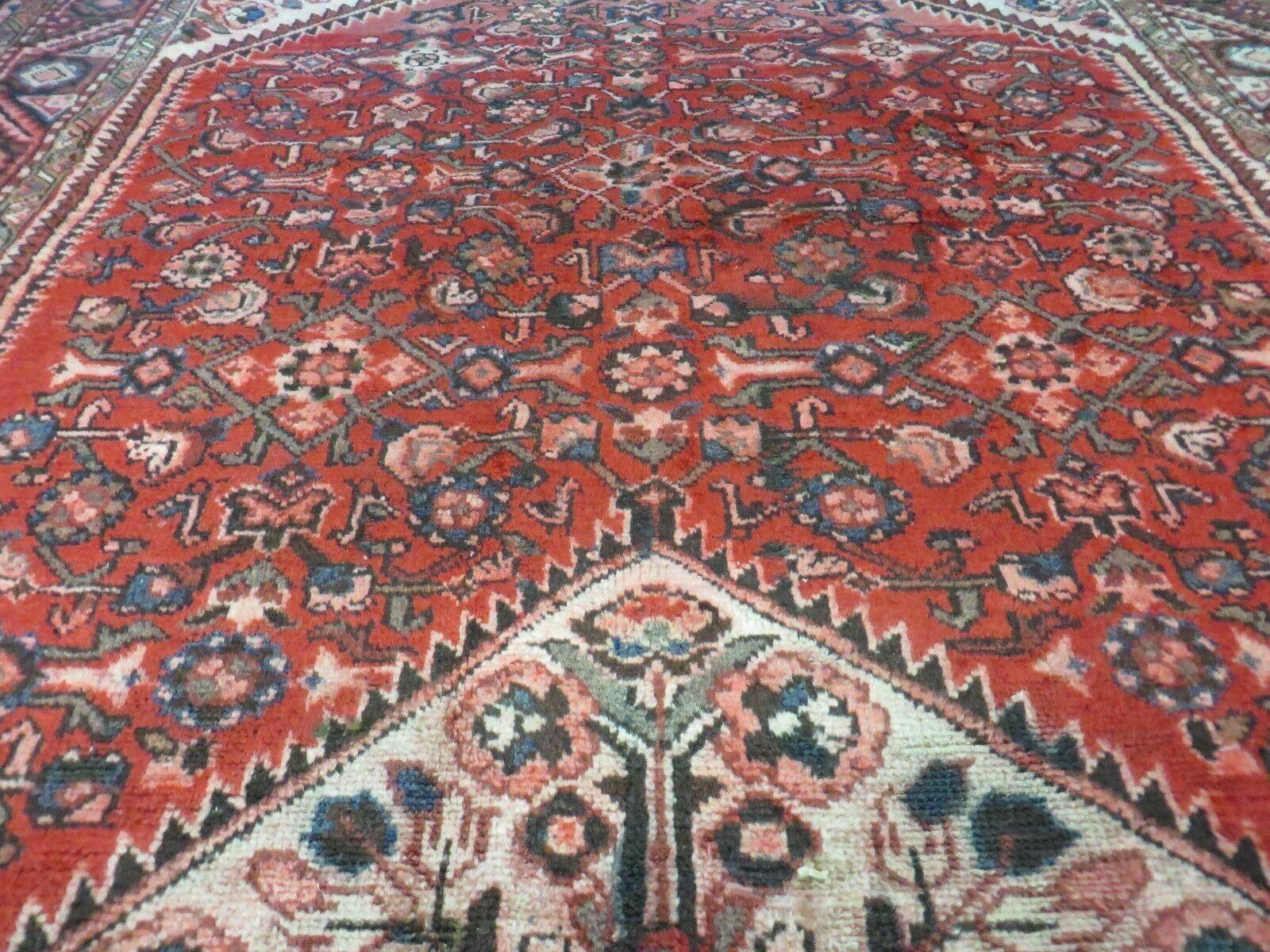 5' 6" X 10' Antique Handmade India Floral Oriental Wool Rug Veg Dyes Red Nice - Nuvé