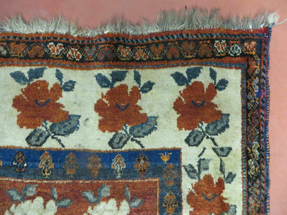 4' X 5' Semi Antique Handmade Fine Turkish Flowers Bouquet Wool Rug Nice