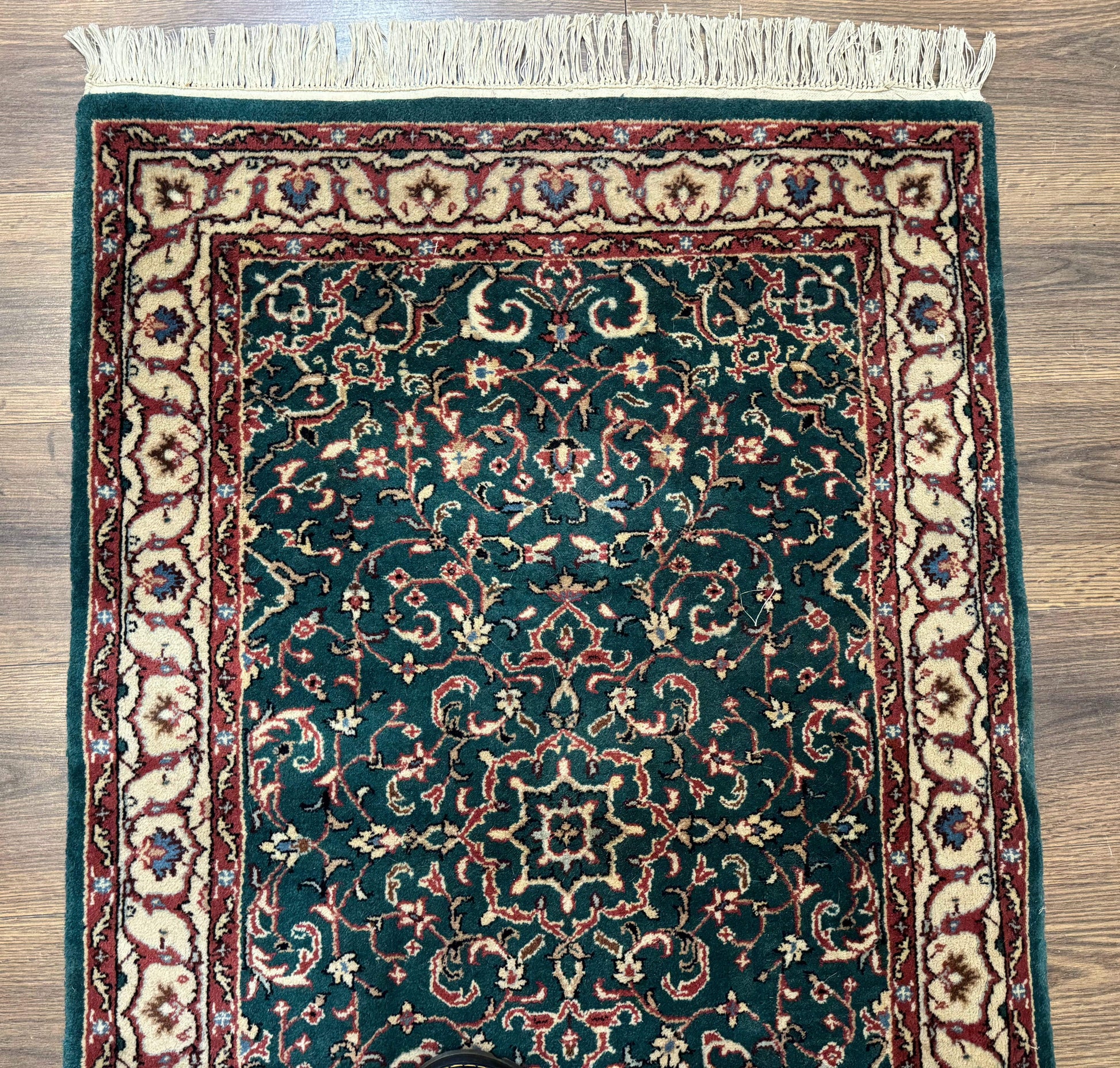 Dark Green Indo Persian Rug 2.5 x 4, Hand Knotted Wool Small Oriental Carpet - Nuvé
