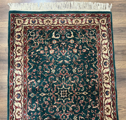 Dark Green Indo Persian Rug 2.5 x 4, Hand Knotted Wool Small Oriental Carpet - Nuvé