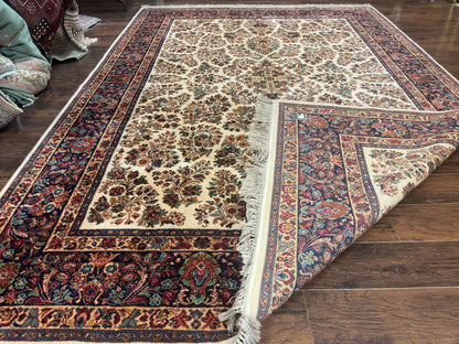 8.8 x 12 Karastan Ivory Sarouk Rug #760, Wool Pile, Vintage, Original 700 Series - Nuvé