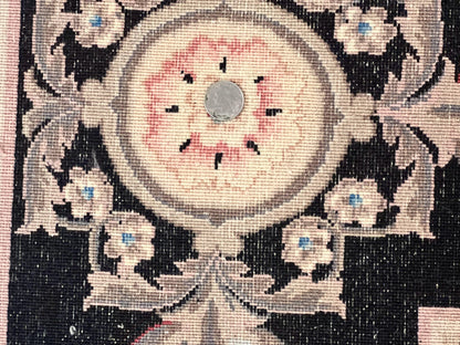 Chinese Aubusson Rug 9x12, Burgundy, Handmade Vintage Wool Carpet, Fine 210 KPSI, Elegant European Design - Nuvé