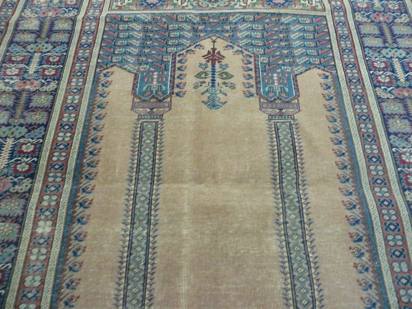 4' X 6' Antique Handmade Turkish Mehrab Prayer Wool Rug Lantern Beautiful - Nuvé