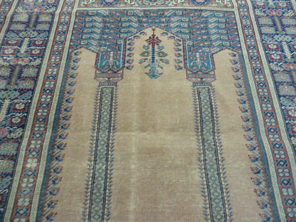 4' X 6' Antique Handmade Turkish Mehrab Prayer Wool Rug Lantern Beautiful - Nuvé