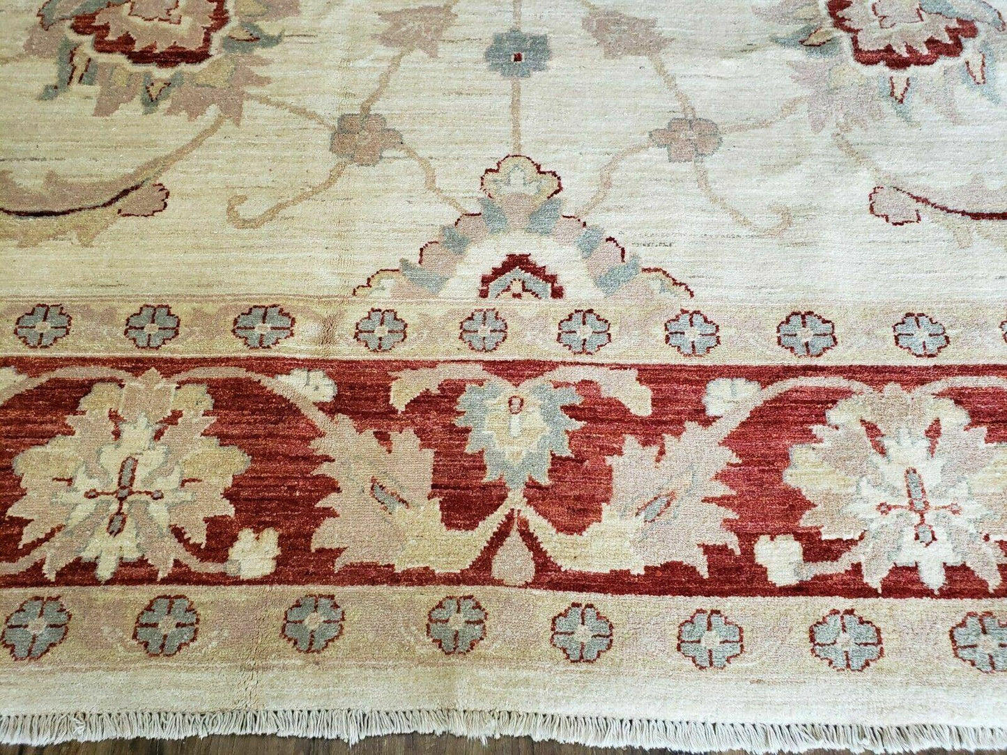 Peshawar Rug 10x14 Rug 10x14 Vintage Rug 10x14 Handmade Rug Chobi Rug Ivory Beige Red Rug - Nuvé
