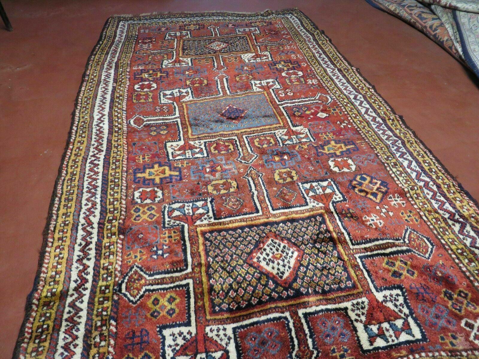 Antique Moroccan Runner Rug 4x9, Wide Runner, Hand Knotted Tribal Oriental Carpet, Hallway Rug, Geometric Medallions, Red, Bohemian Rug Nice - Nuvé