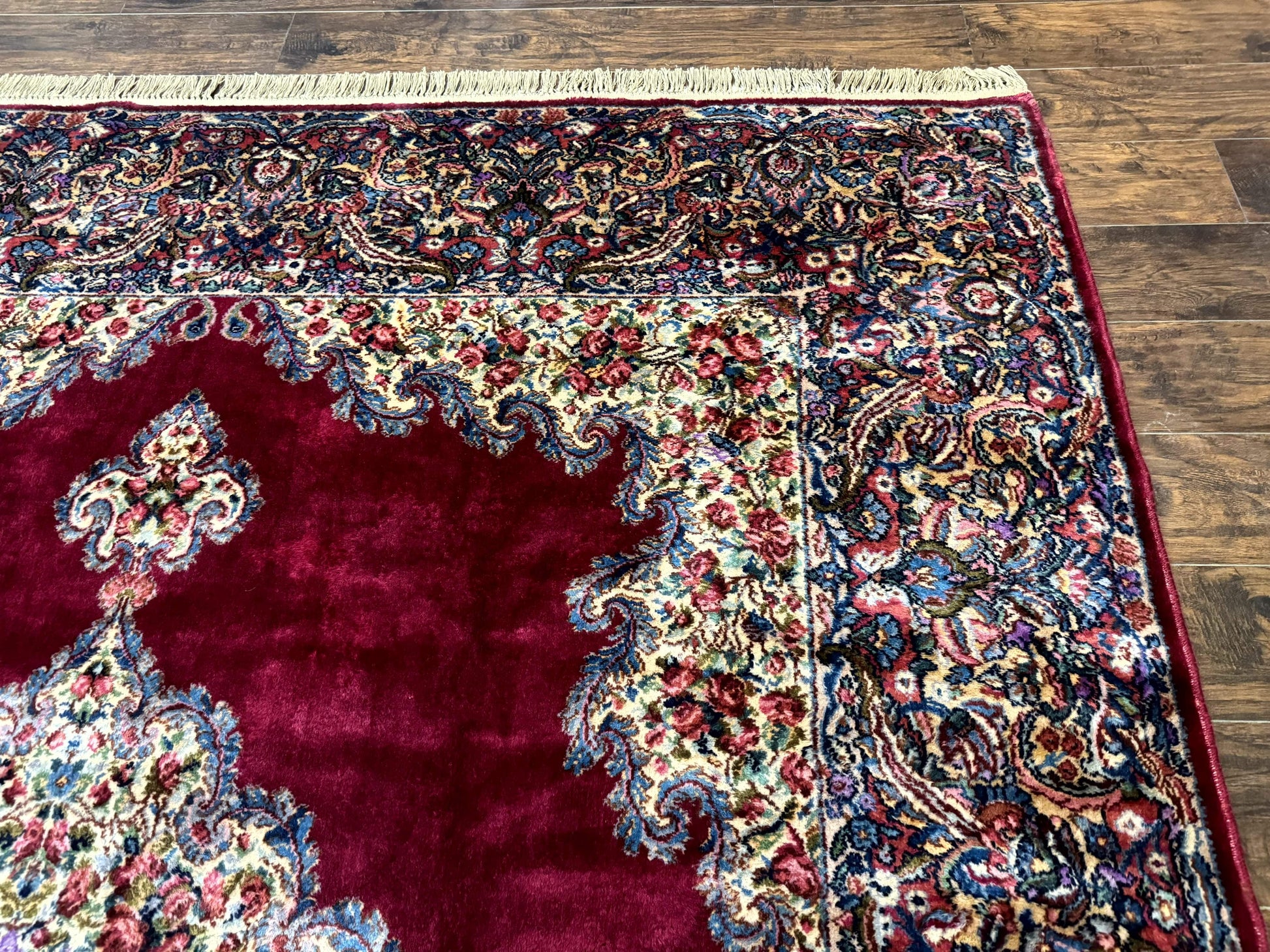 Karastan Rug 8.8 x 12 - Red Floral Kirman - Wool Pile Carpet - Nuvé