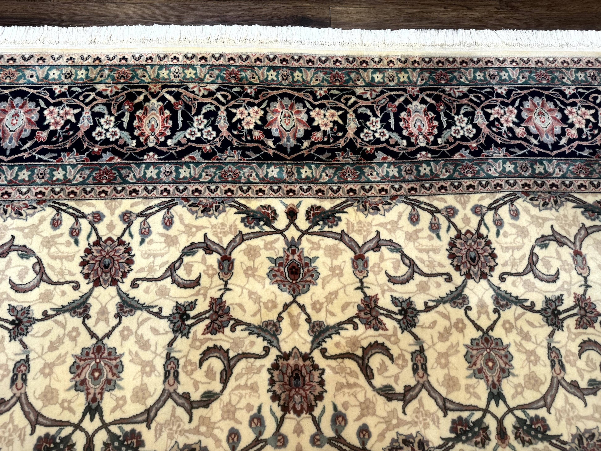 Sino Persian Rug 8x10, Allover Pattern, Beige and Midnight Blue, Wool Oriental Carpet - Nuvé