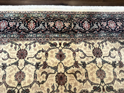 Sino Persian Rug 8x10, Allover Pattern, Beige and Midnight Blue, Wool Oriental Carpet - Nuvé