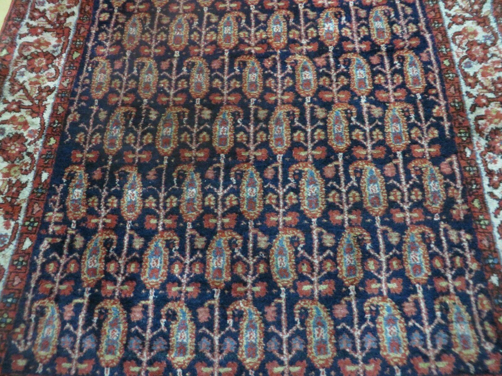 4' X 6' Antique Handmade Turkish Sivas Wool Rug Vegetable Organic Dye Nice Blue - Nuvé