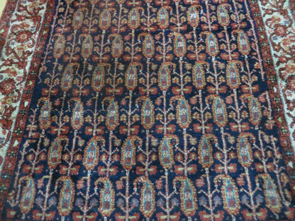 4' X 6' Antique Handmade Turkish Sivas Wool Rug Vegetable Organic Dye Nice Blue - Nuvé