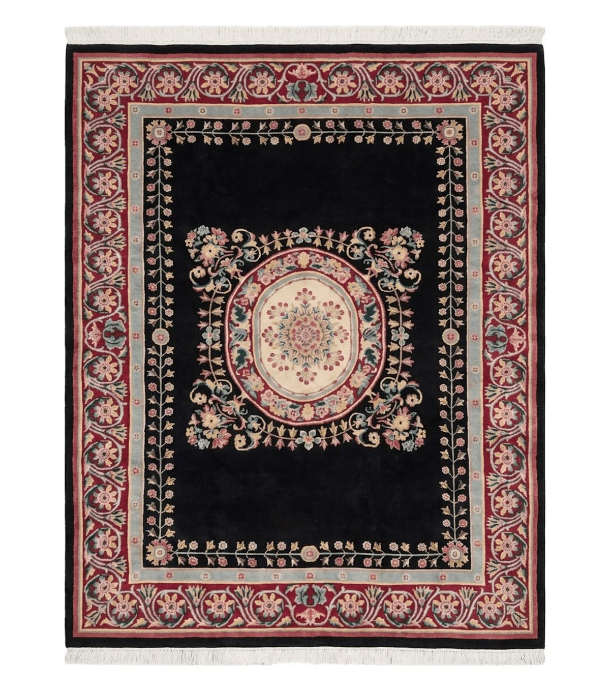 9' X 12' Decorative Chinese Aubusson Hand Knotted Pile Wool Rug Black Nice