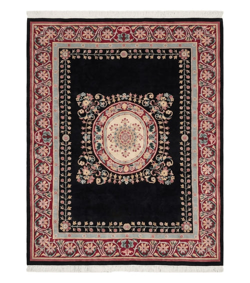 9' X 12' Decorative Chinese Aubusson Hand Knotted Pile Wool Rug Black Nice