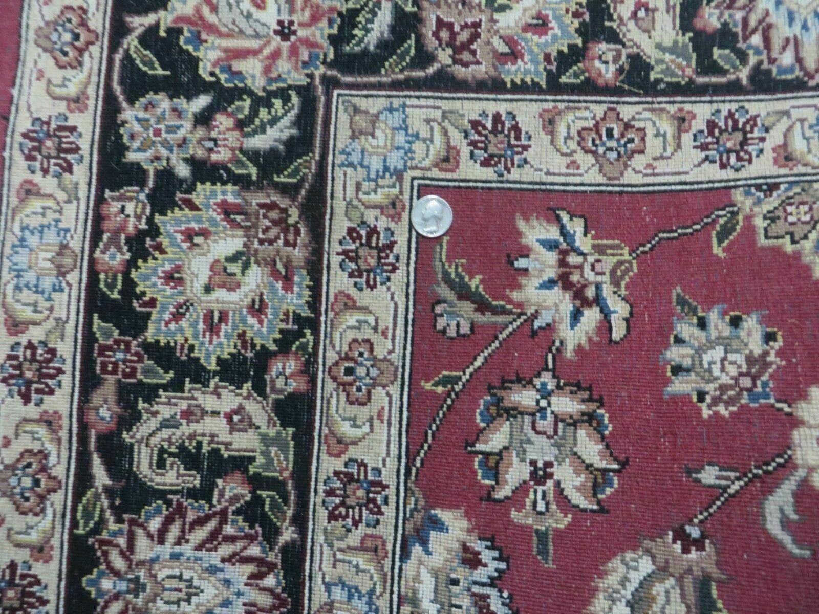 6' X 9' Vintage Handmade Fine India Floral Oriental Silk Accent Wool Rug Carpet - Nuvé