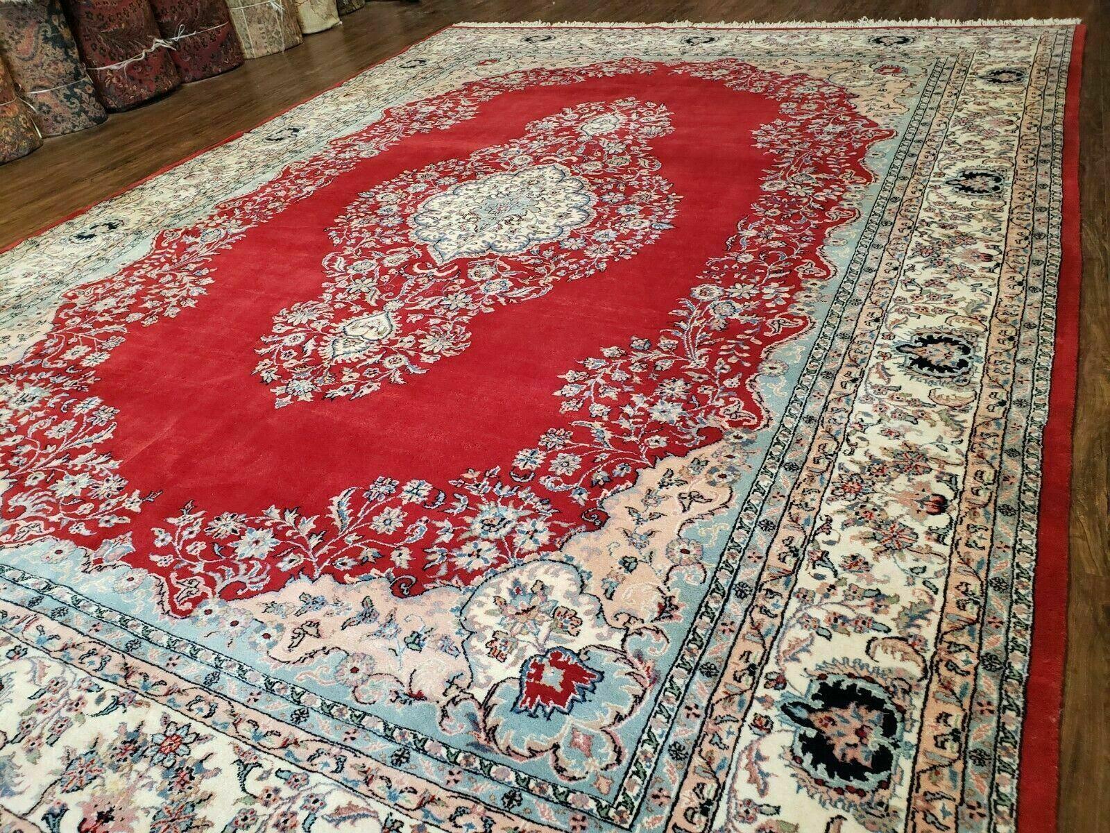 9' X 12' Vintage Handmade India Medallion Wool Rug Vegetable Dyes Nice Red - Nuvé