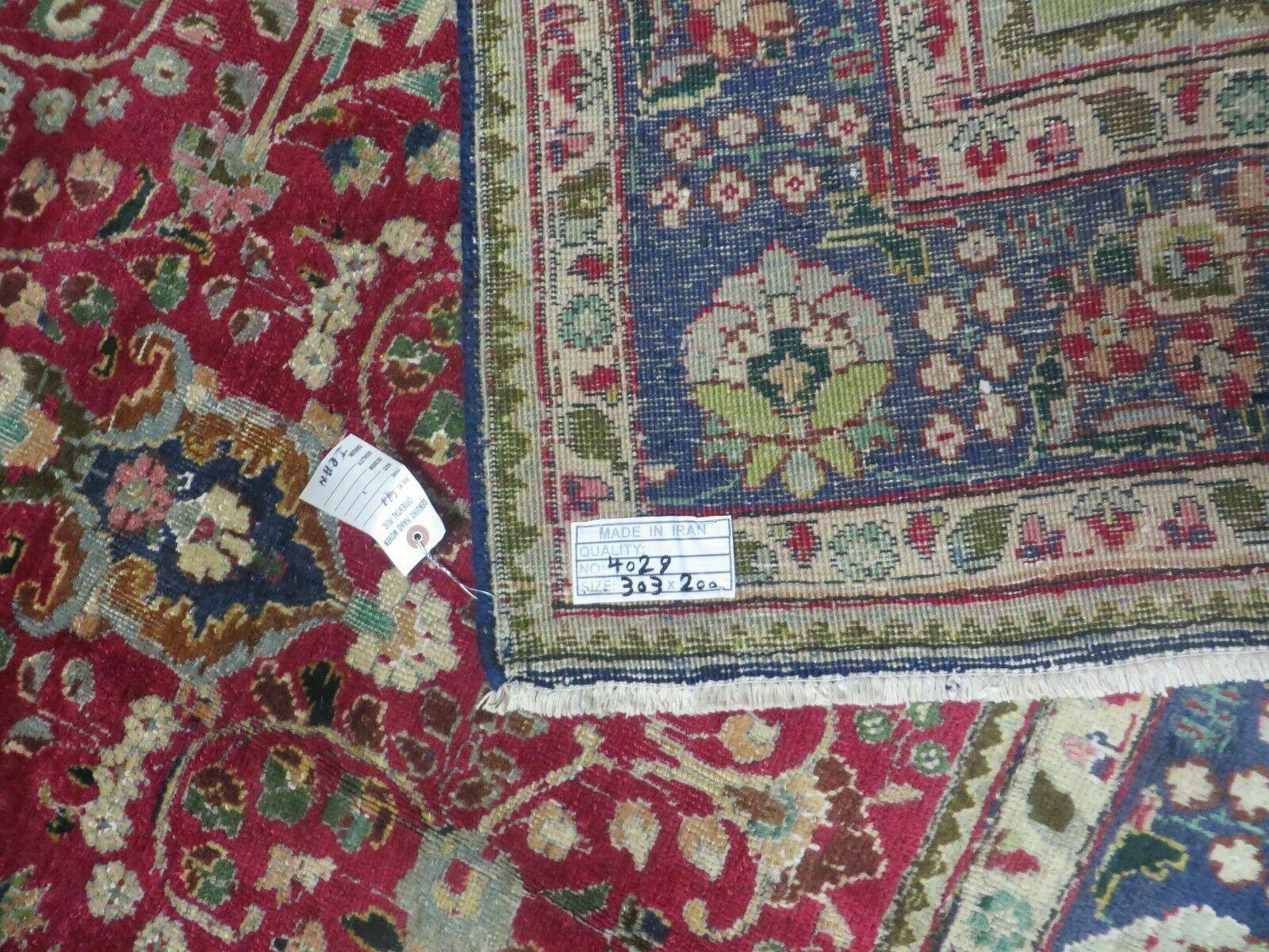 Persian Tabriz Rug 7x10, Red Blue and Green Rug, Allover Floral Medallion Rug, Hand Knotted Rug, Antique Rug 7 x 10 Vintage Wool Oriental Carpet - Nuvé