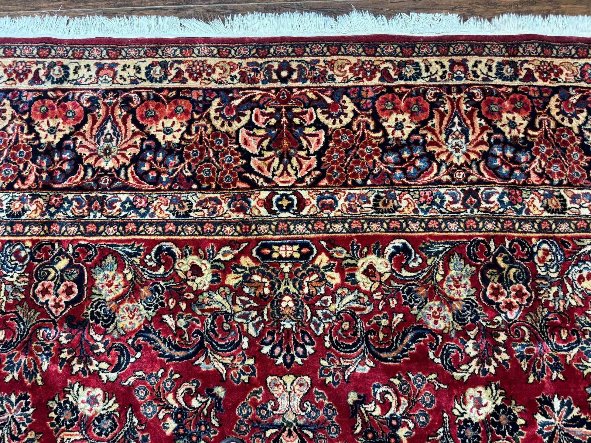 Persian Sarouk Rug 10x10, Square Persian Carpet, Red, Floral, Antique - Nuvé