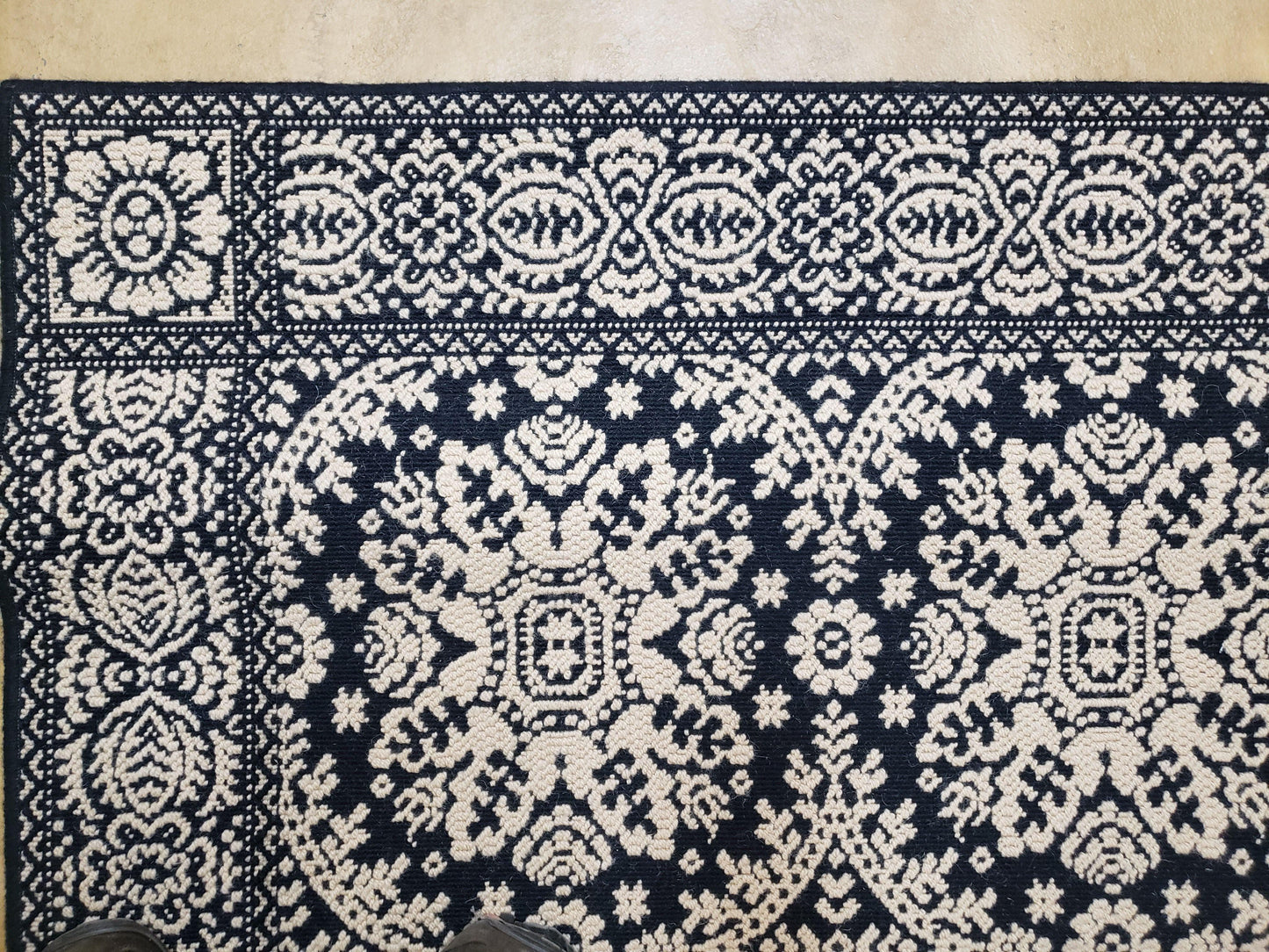 4x6 Power-Loomed Rug Dark Navy Blue & Ivory Oriental Carpet Nice - Nuvé