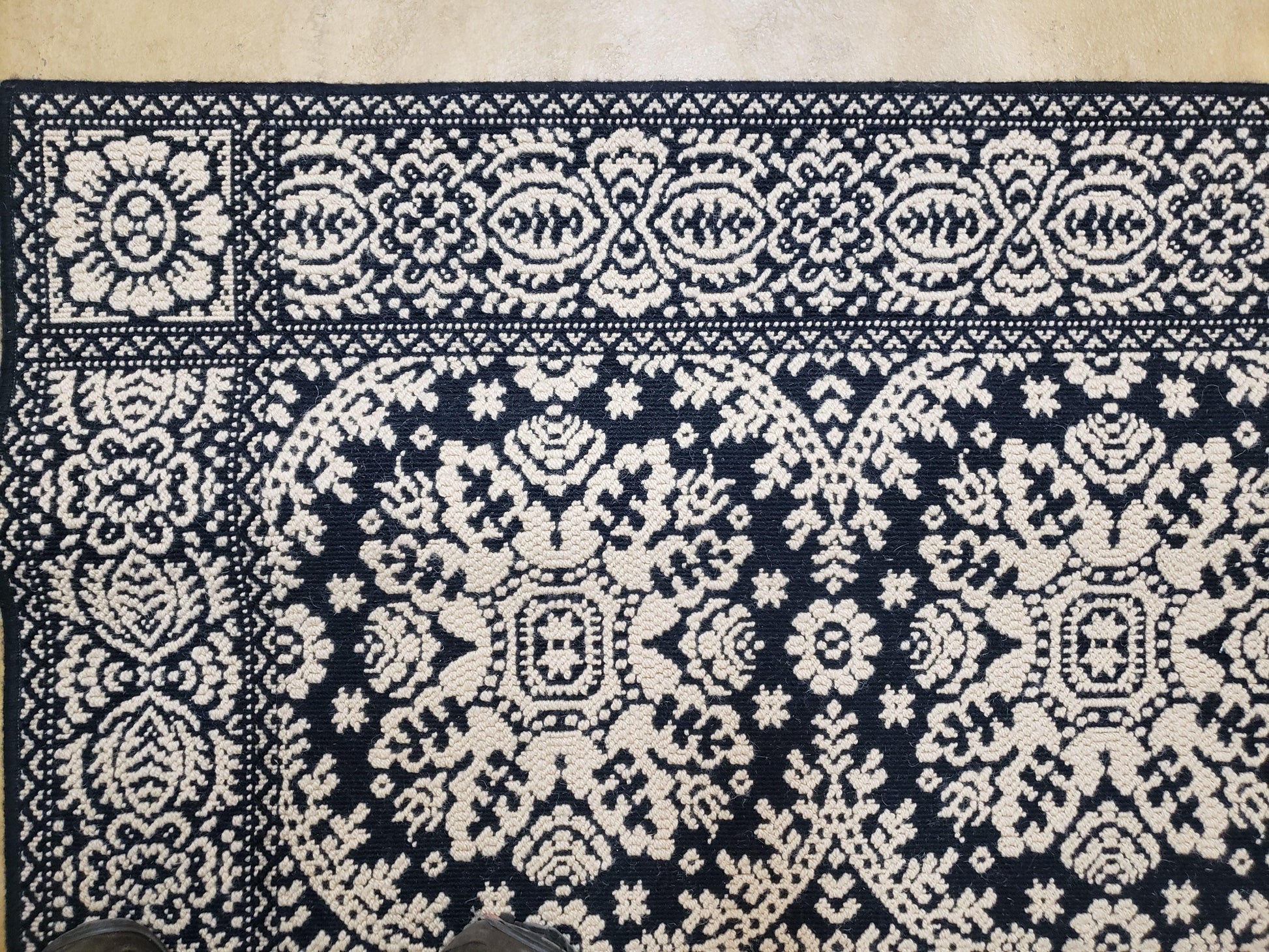 4x6 Power-Loomed Rug Dark Navy Blue & Ivory Oriental Carpet Nice - Nuvé