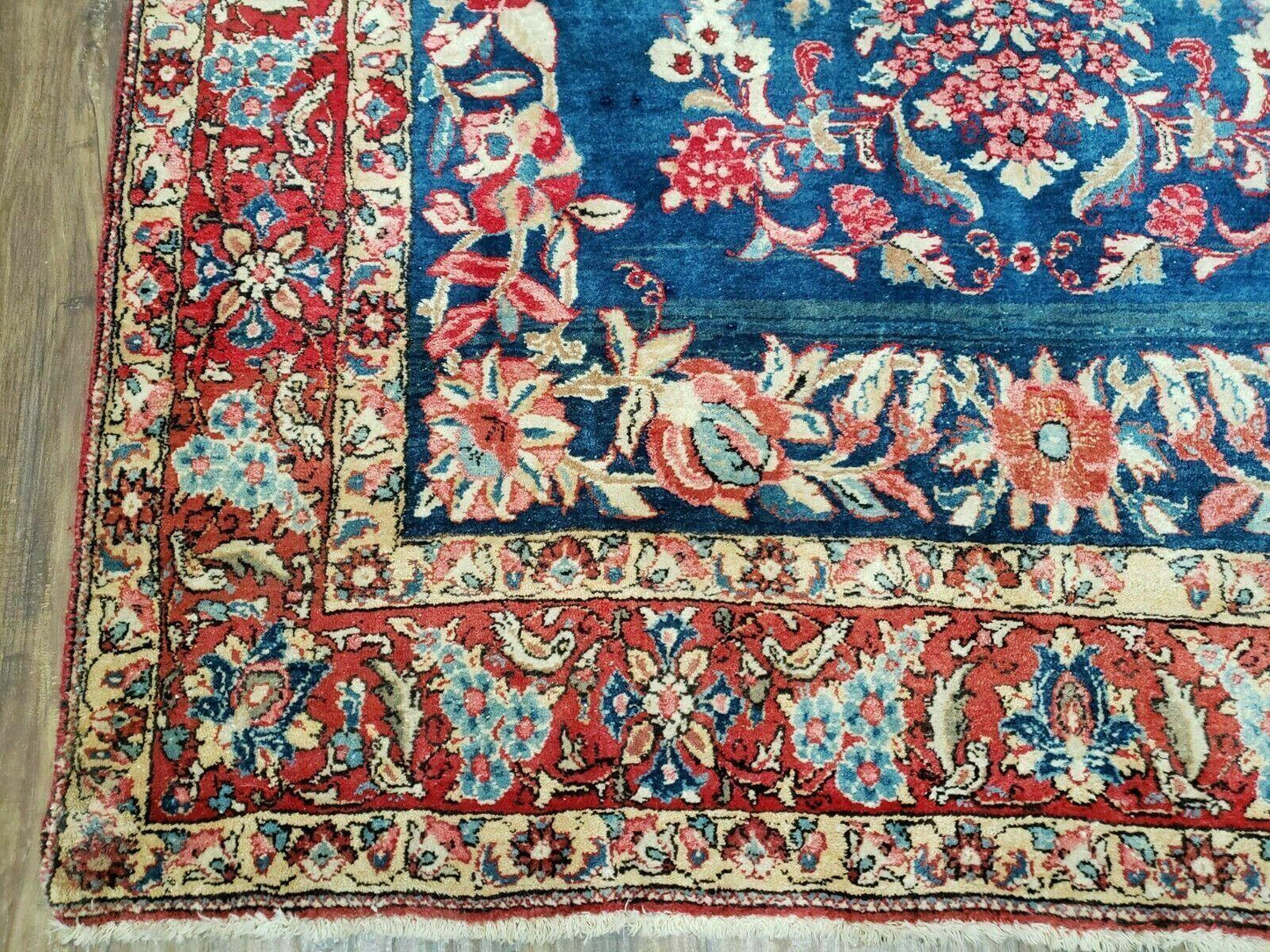 4' X 7' Vintage Handmade Turkish Wool Rug Flowers Birds Tree Of Life Blue Red - Nuvé