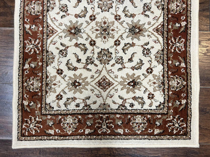 Runner Rug 2 x 7.6, Skinny Runner, Oriental Rug for Hallway, Ivory & Rust Red, Floral Allover - Nuvé