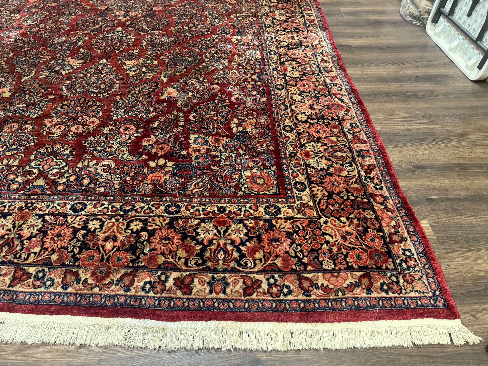 Large Persian Sarouk Rug 10x17, Palace Size Antique Persian Carpet, Red, Floral Allover, Traditional Persian Rug, Oversize Handmade Wool Rug - Nuvé