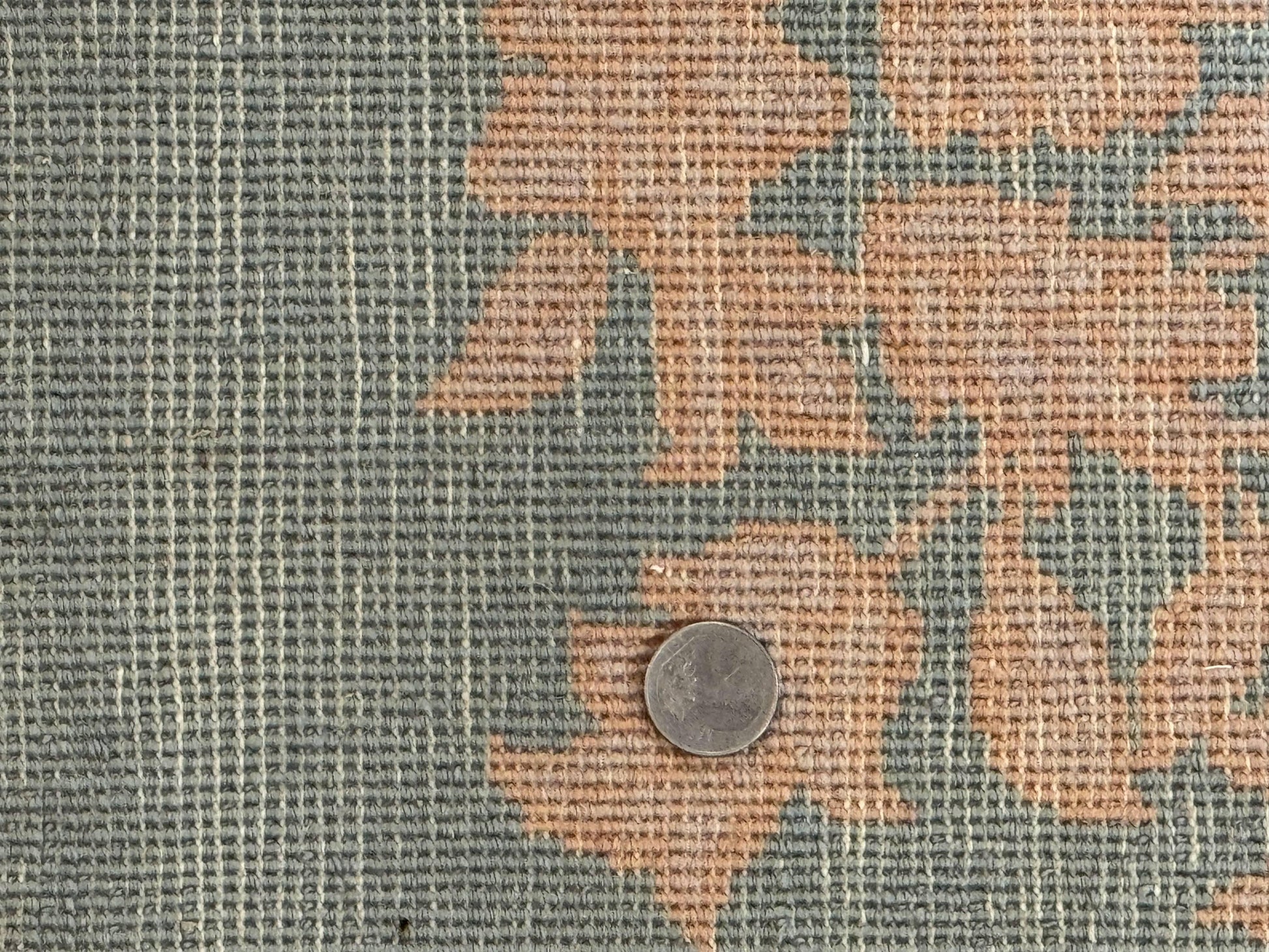 Teal Chinese Wool Rug 6x8, Vintage Handmade Carpet, Floral, Semi Open Field - Nuvé