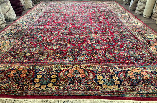 Palace Size Antique Persian Sarouk Rug 12x18 - Nuvé