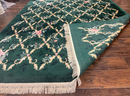 Karastan Garden of Eden Rug 8.8 x 11.8, Green Savonnerie 509/1733, Wool - Nuvé
