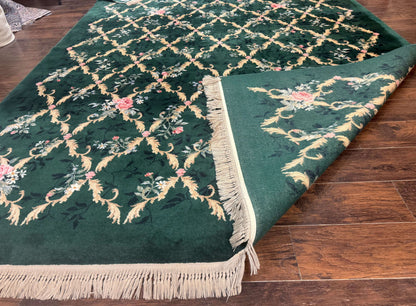Karastan Garden of Eden Rug 8.8 x 11.8, Green Savonnerie 509/1733, Wool
