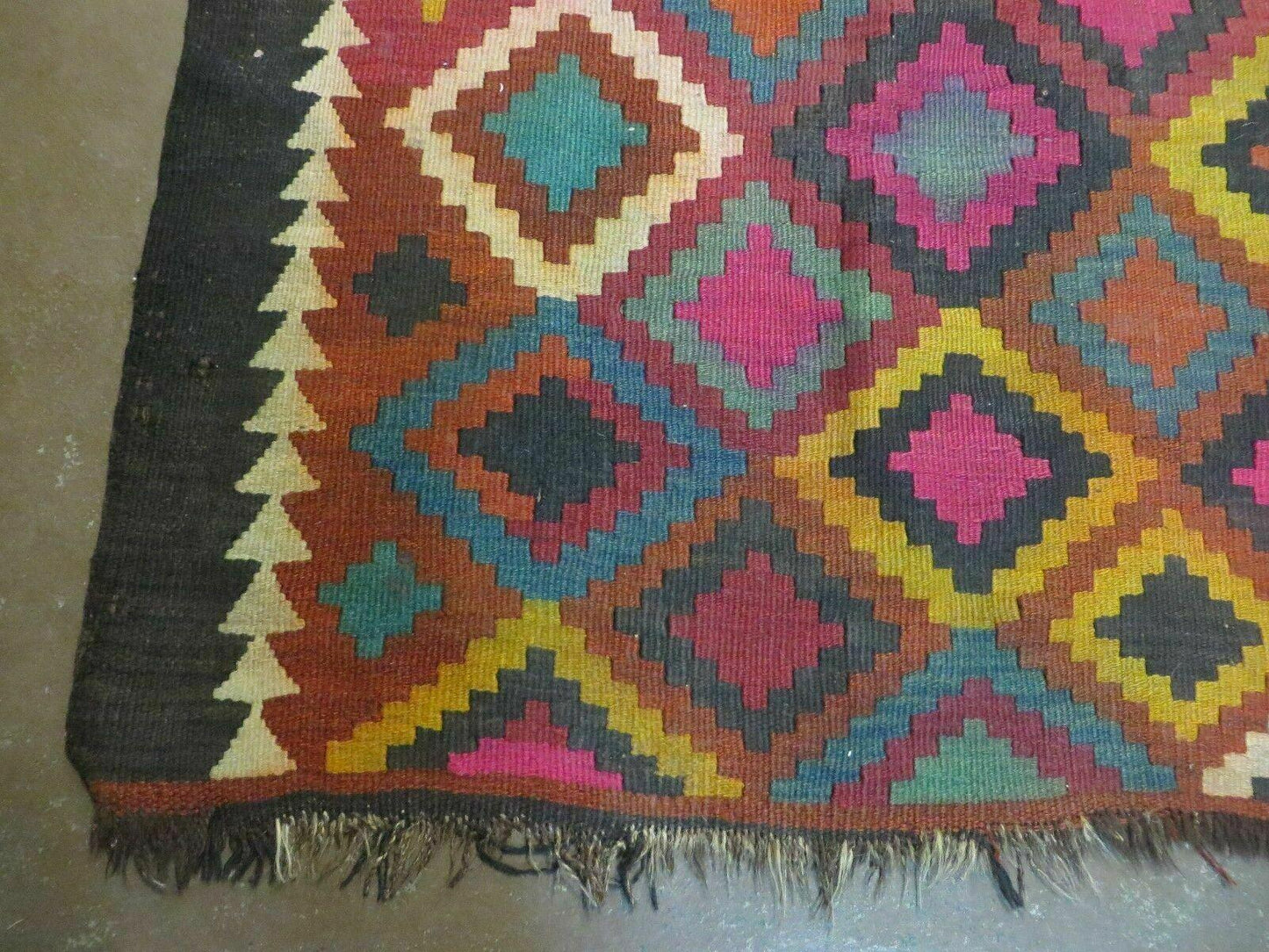 7' X10' Antique Afghan Kilim Handmade Flat Weave Wool Rug Vegy Organic Colorful - Nuvé
