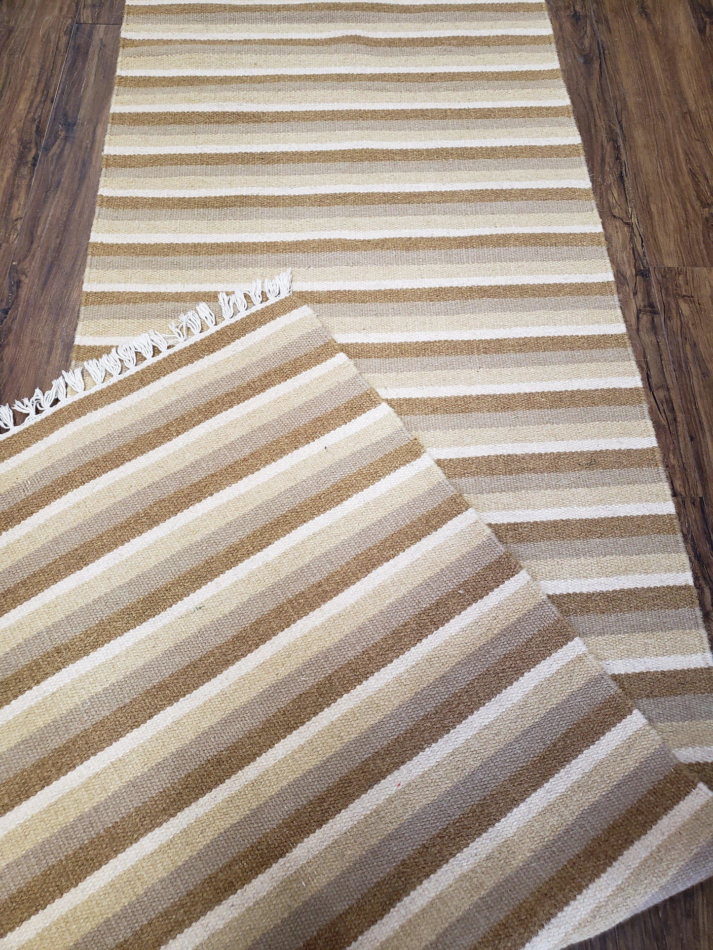 Striped Runner Rug, Flatweave Runner Rug, Hallway Runner, 15 ft Carpet Runner for Hall, Earth Tone Colors, Handmade Hand Woven Farmhouse Rug - Nuvé