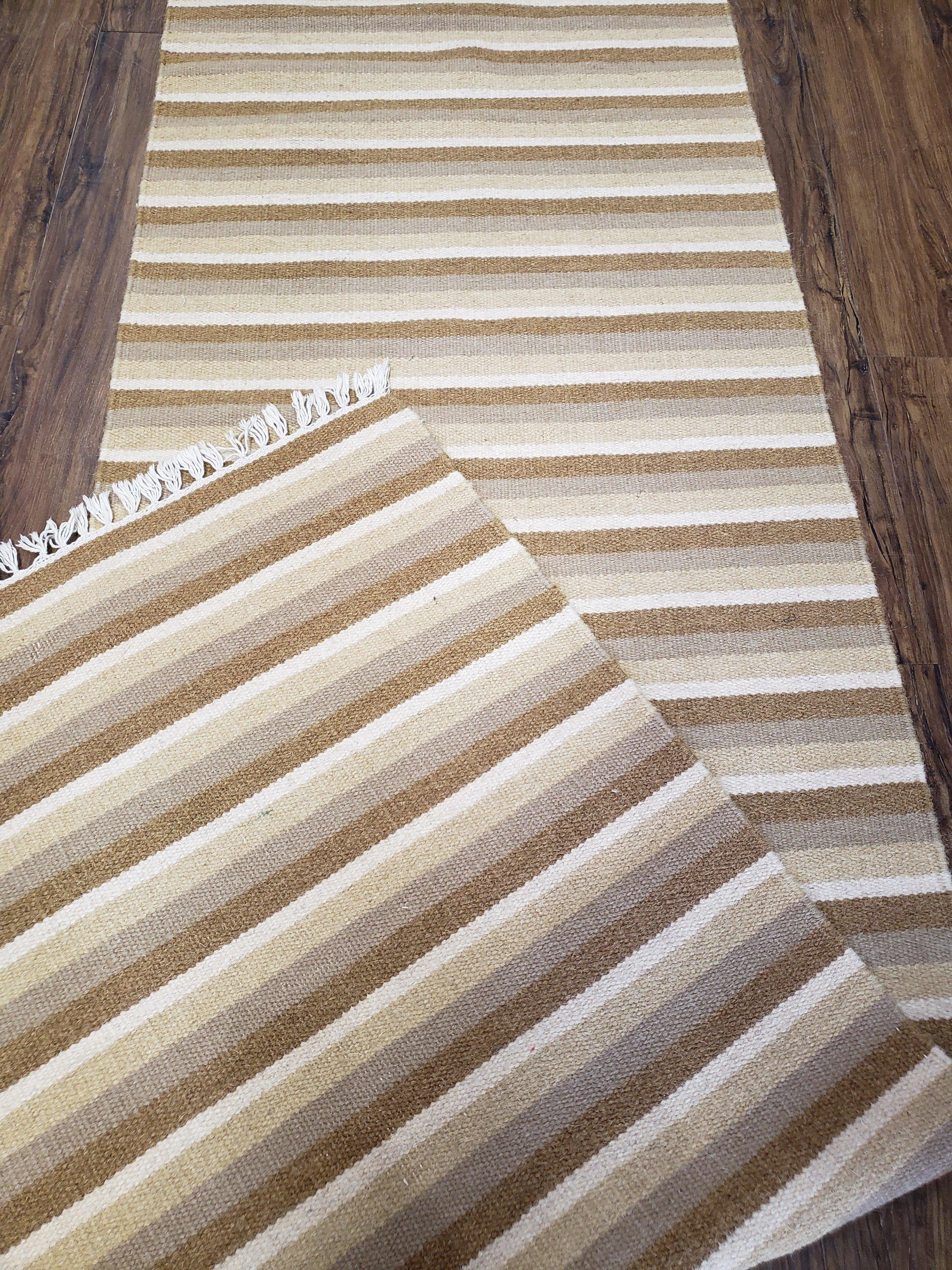 Striped Runner Rug, Flatweave Runner Rug, Hallway Runner, 15 ft Carpet Runner for Hall, Earth Tone Colors, Handmade Hand Woven Farmhouse Rug - Nuvé