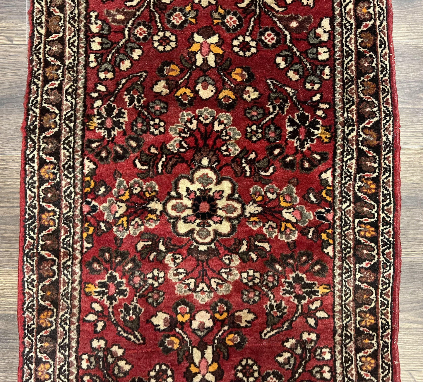 Small Persian Sarouk Rug 2x4 ft, Allover Floral Pattern, Red Black Cream, Hand Knotted Wool Traditional Oriental Carpet, Antique Persian Rug 2 x 4 - Nuvé