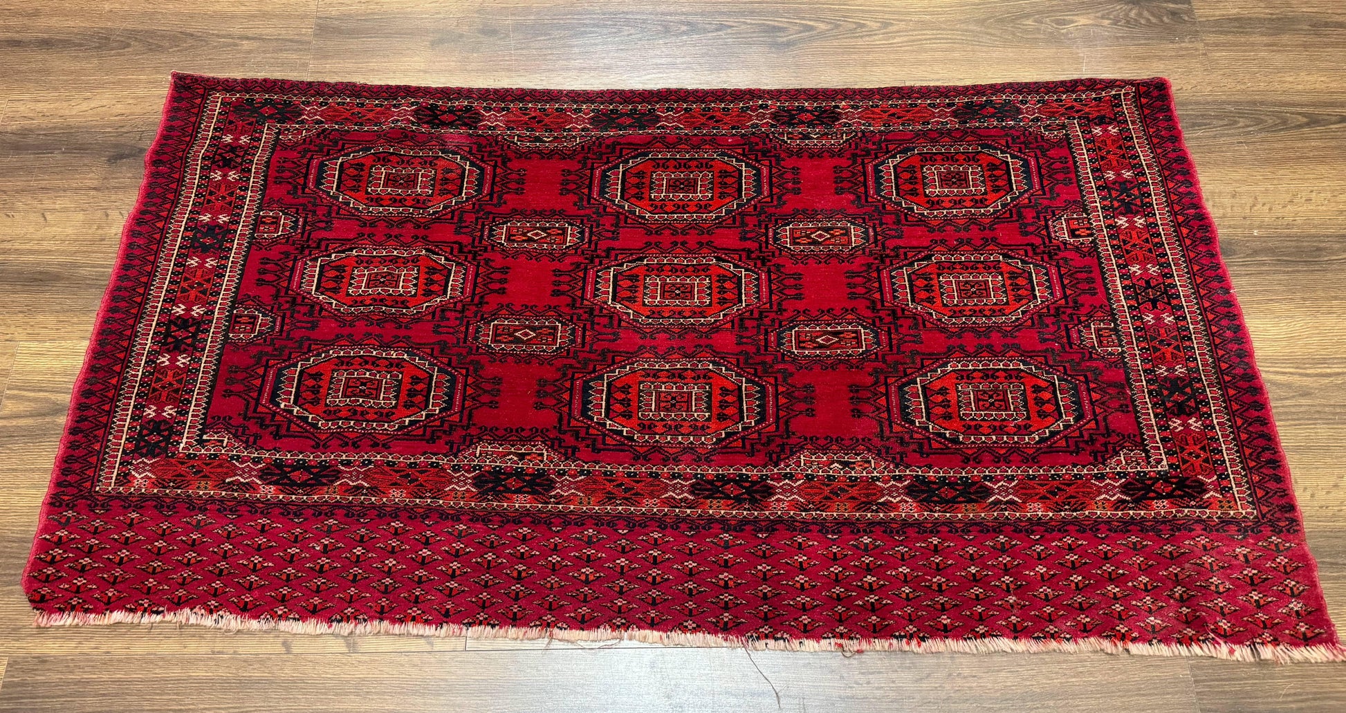 Antique Turkoman Salor Rug, Turkoman Textile, Fine 400 KPSI, Red, Persian Tribal Rug - Nuvé