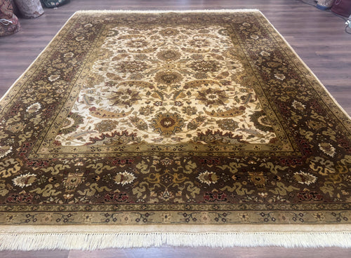 Indo Persian Mahal Rug 8x10, Floral Traditional Wool Oriental Carpet - Nuvé