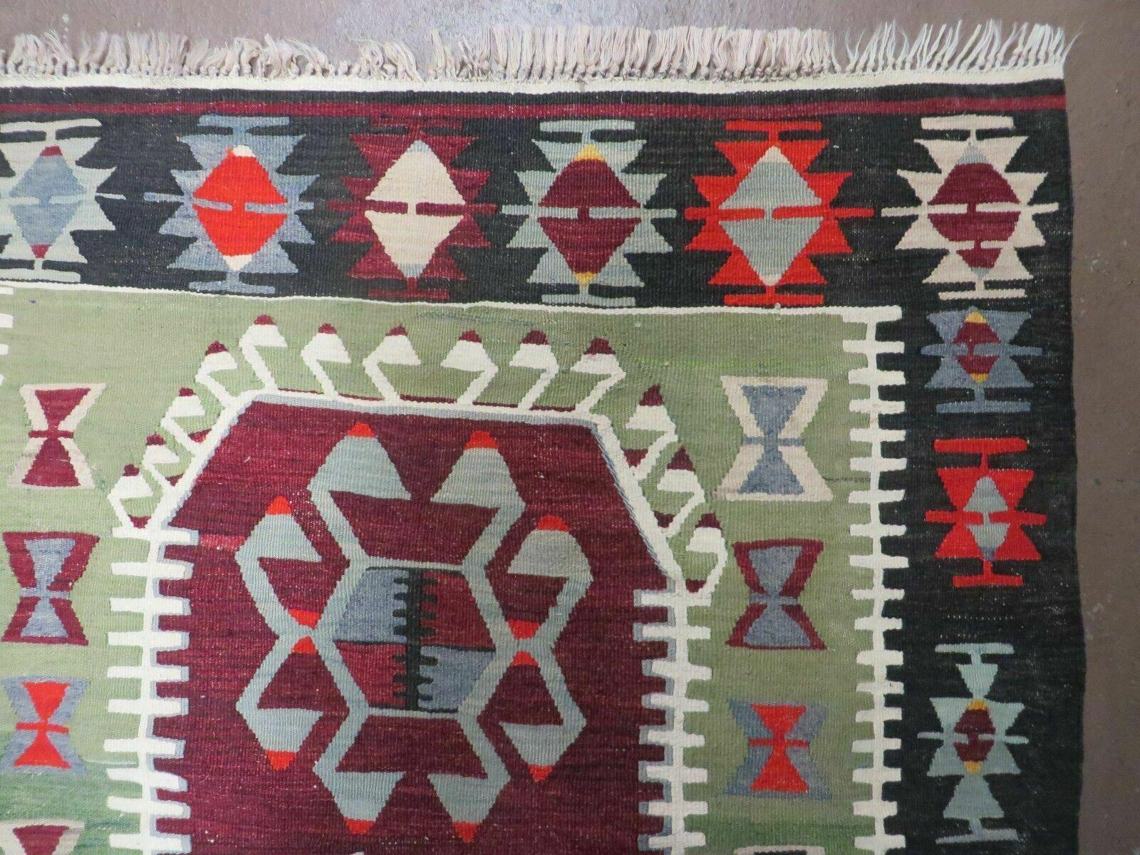 3' 8" X 5' Vintage Turkish Kilim Handmade Flat Weave Wool Rug Veg Dyes - Nuvé