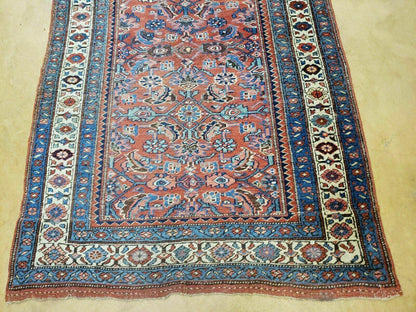 3' 8" X 11' Antique Handmade Turkish Wool Rug Veg Dye Runner Nice Rusted Red - Nuvé