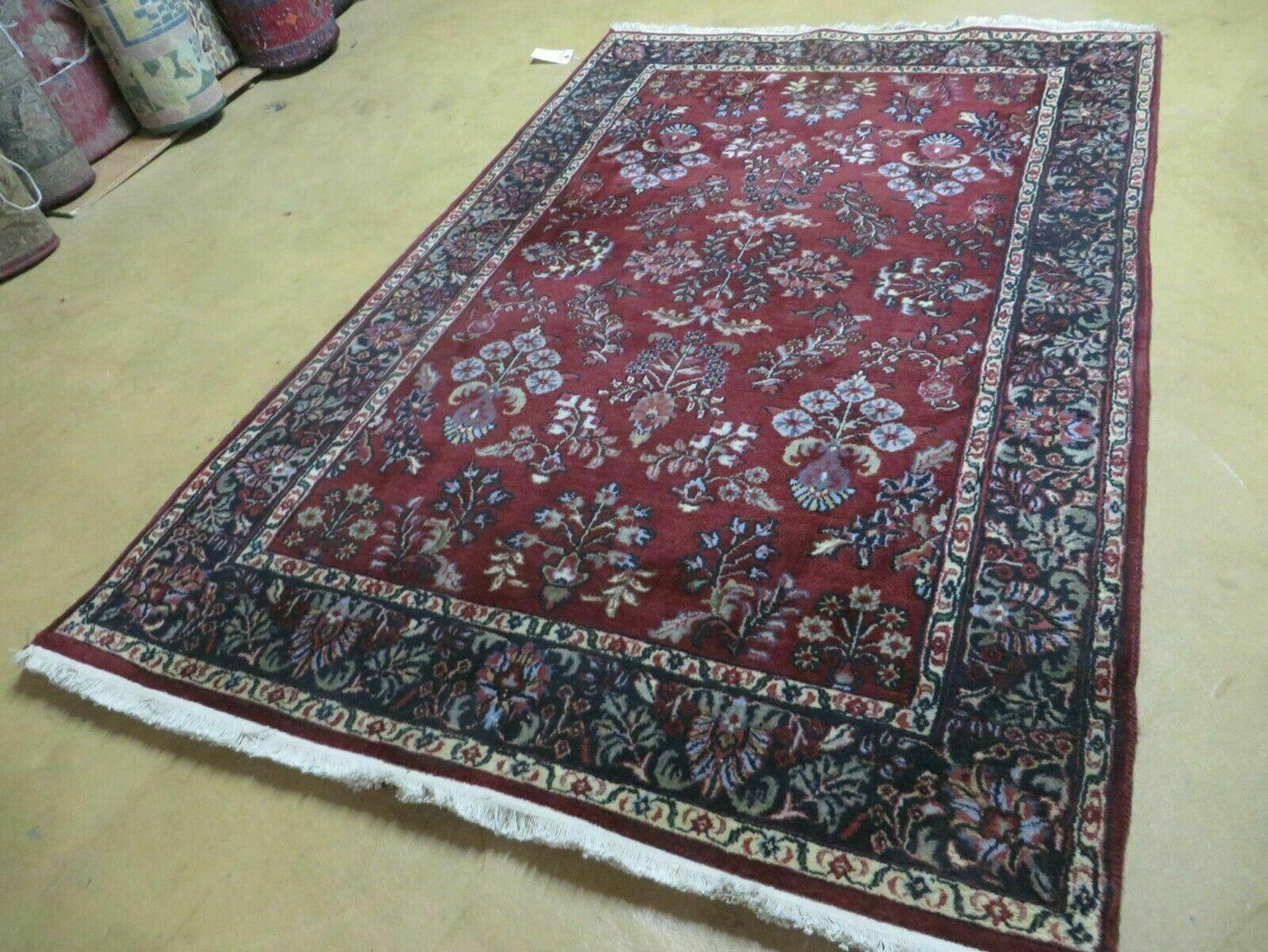 4' X 6' Vintage Handmade Fine India Jaipur Floral Oriental Wool Rug Red Nice - Nuvé