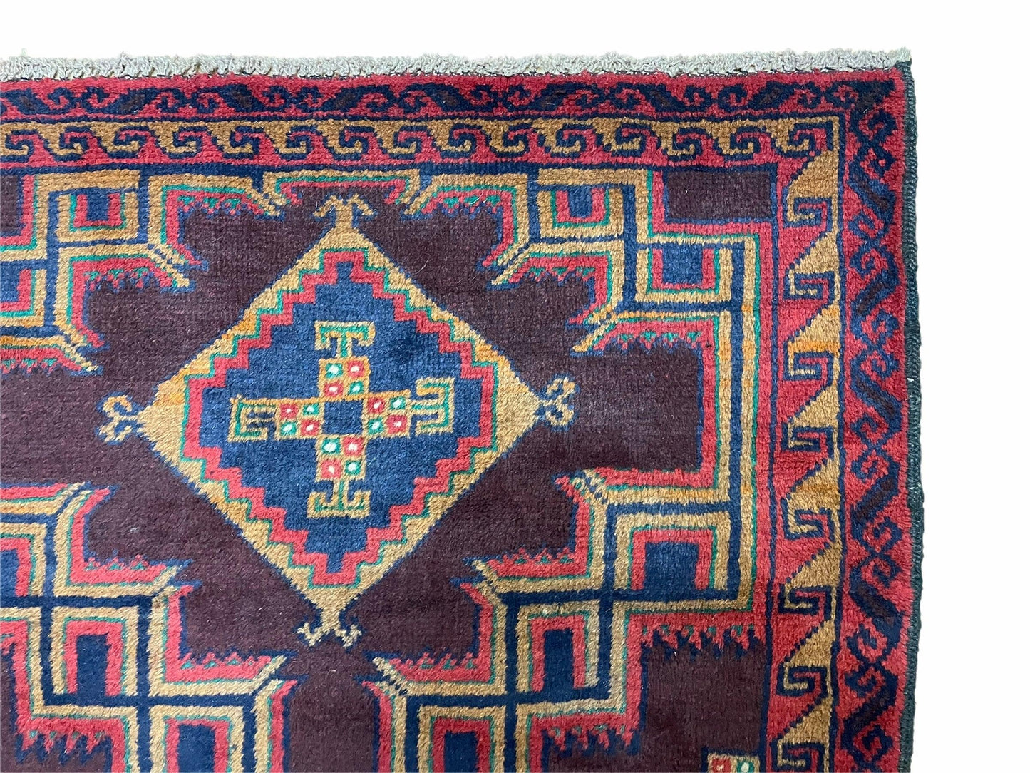 2'11" X 4'6" Vintage Handmade Tribal Wool Rug Balouchi Rug Afghan Rug Geometric - Nuvé