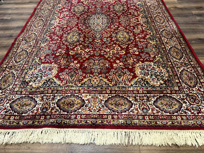 Persian Wool Rug 7x10, Couristan Carpet, Belgium Power Loomed Rug, Red, Floral, Traditional - Nuvé