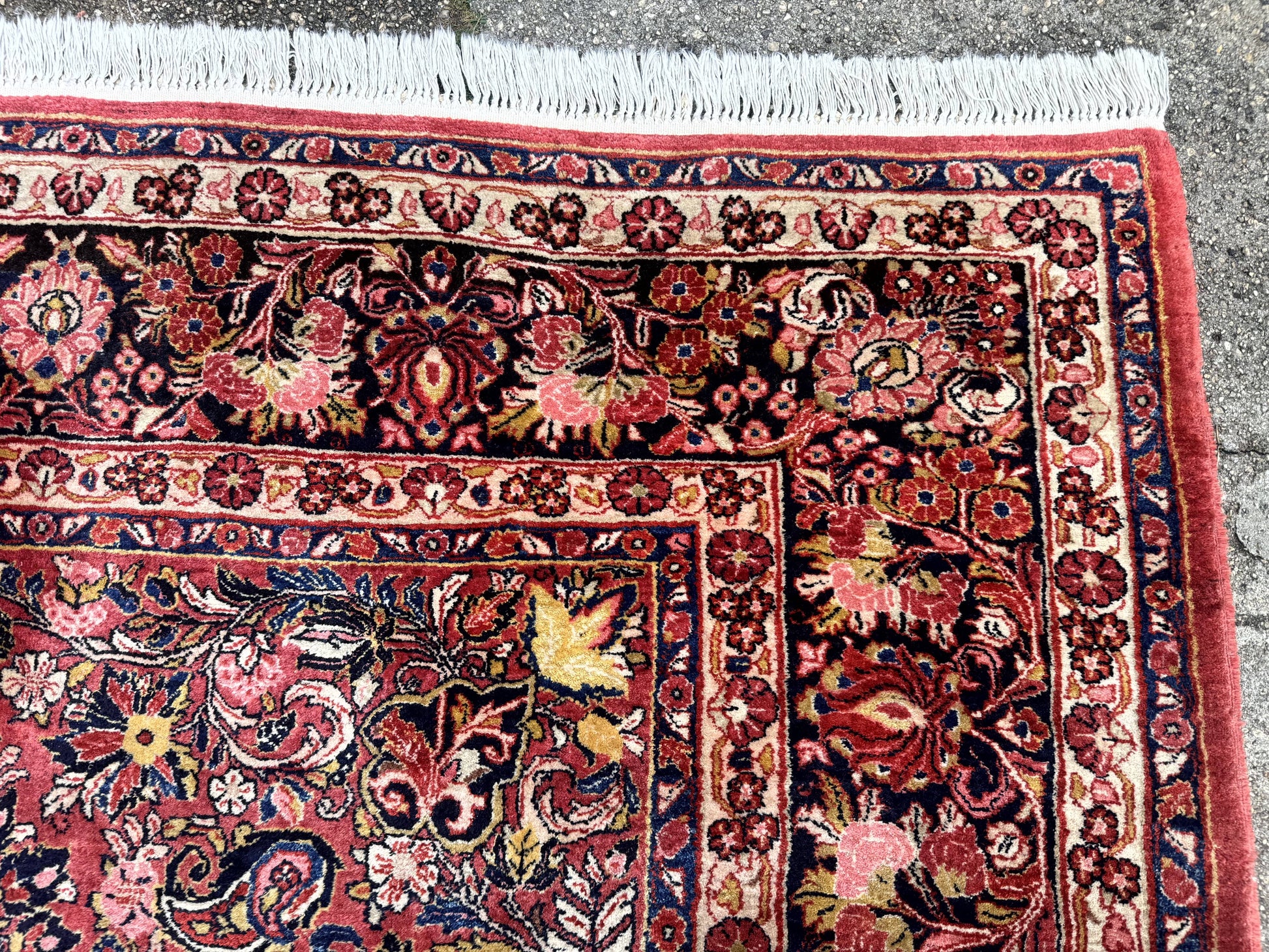 Large Antique Persian Sarouk Rug 11x18, Red, Floral Allover, Palace Size Wool Handmade Carpet - Nuvé